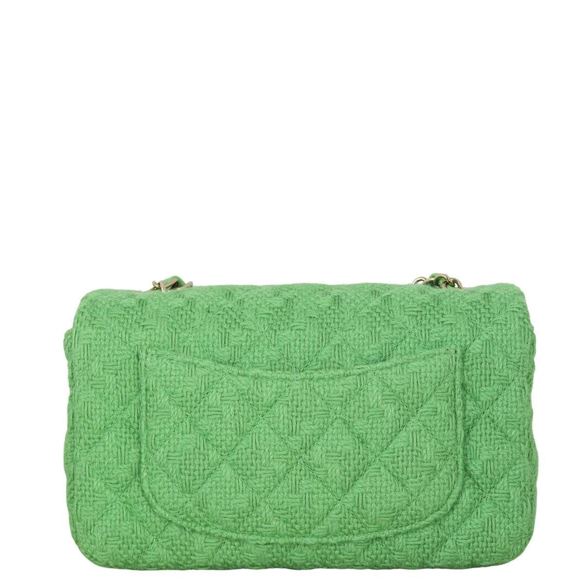 Chanel Classic Flap Mini Rectangular Bag Tweed Quilted Green Crossbody Bag