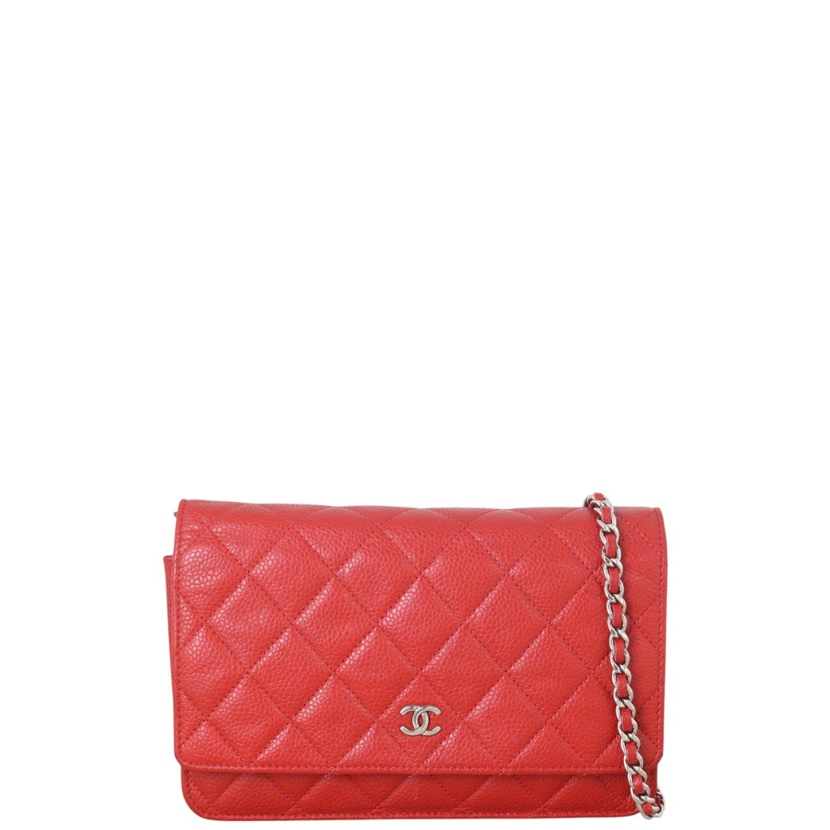 Chanel Classic Wallet on Handbag Quilted Red Crossbody Bag