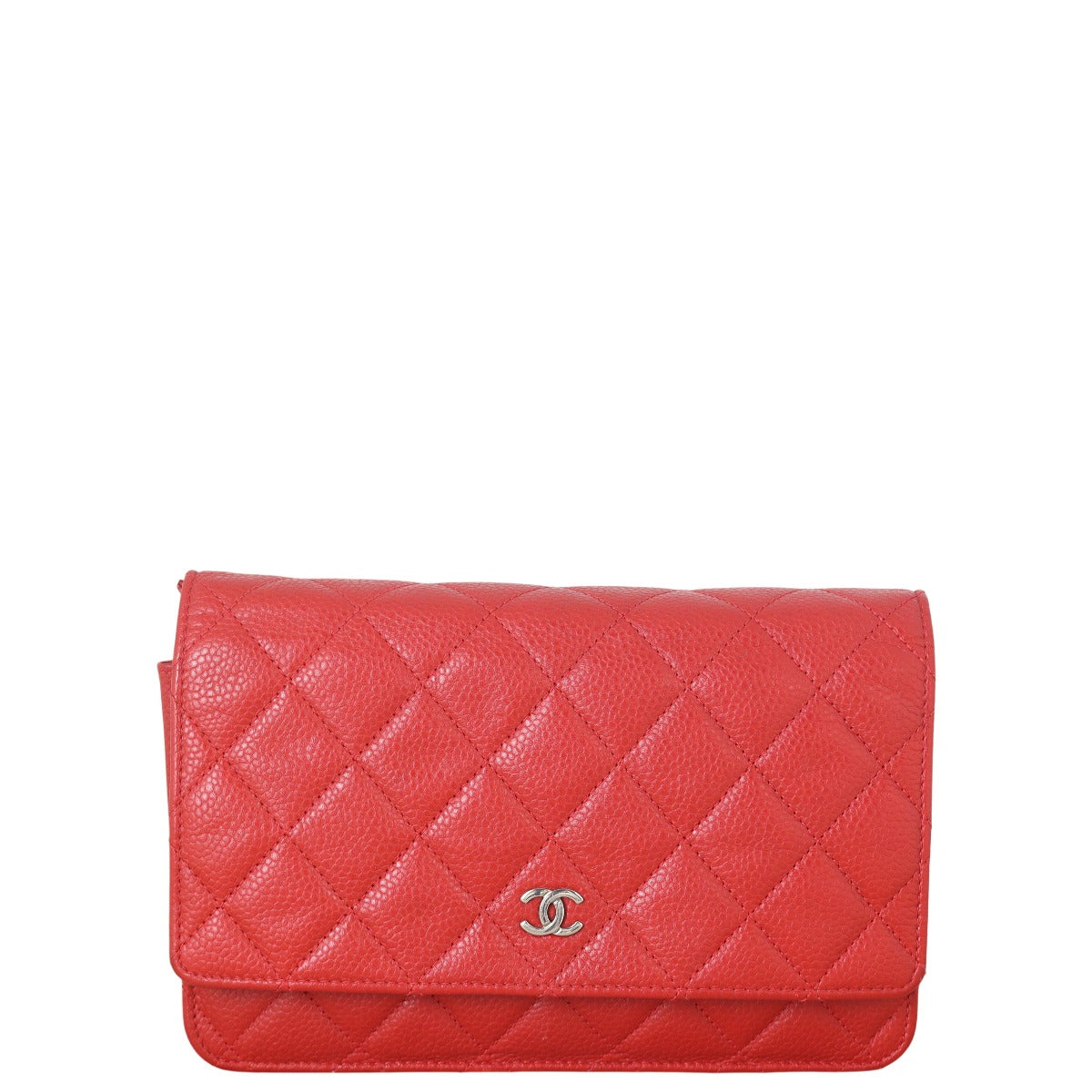 Chanel Classic Wallet on Handbag Quilted Red Crossbody Bag