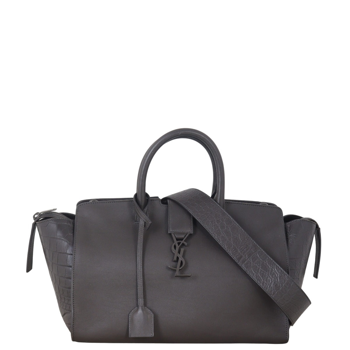 YSL Saint Laurent Downtown Cabas Croc Embossed Travel Bag