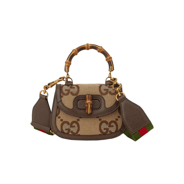 Gucci Bamboo 1947 Top Handle Bag Jumbo Gg Canvas Brown Canvas Handbag