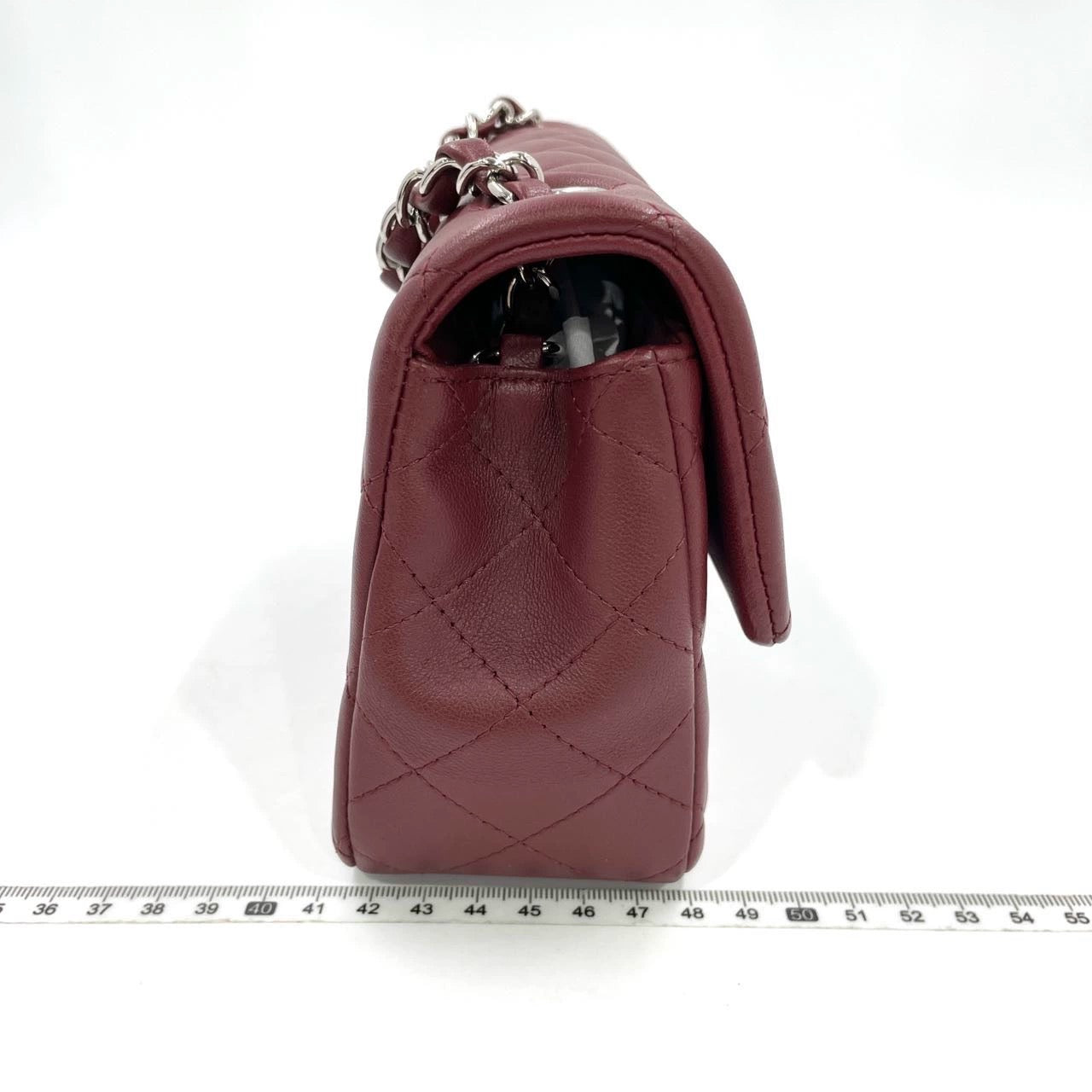 Chanel Classic Flap Rectangular Mini Burgundy Lambskin Silver Hw Bag