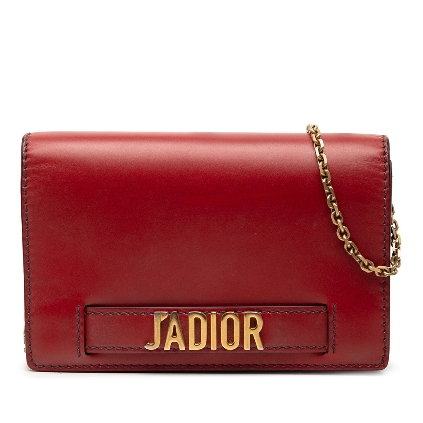 Dior Handbag Calfskin J A Wallet On Crossbody Bag Red Chain