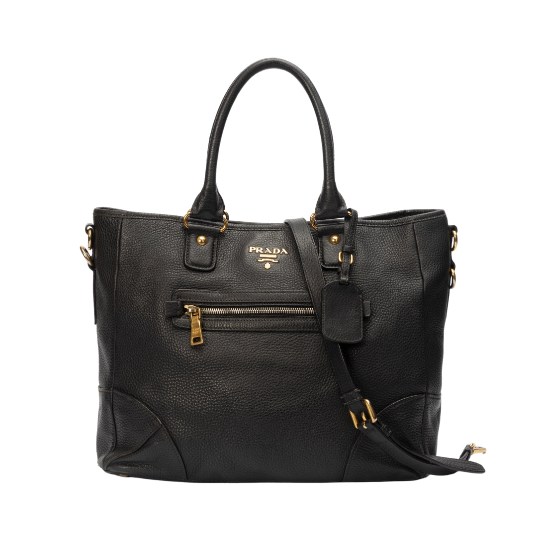 Prada Daino Convertible Tote Vitello Tote Bag