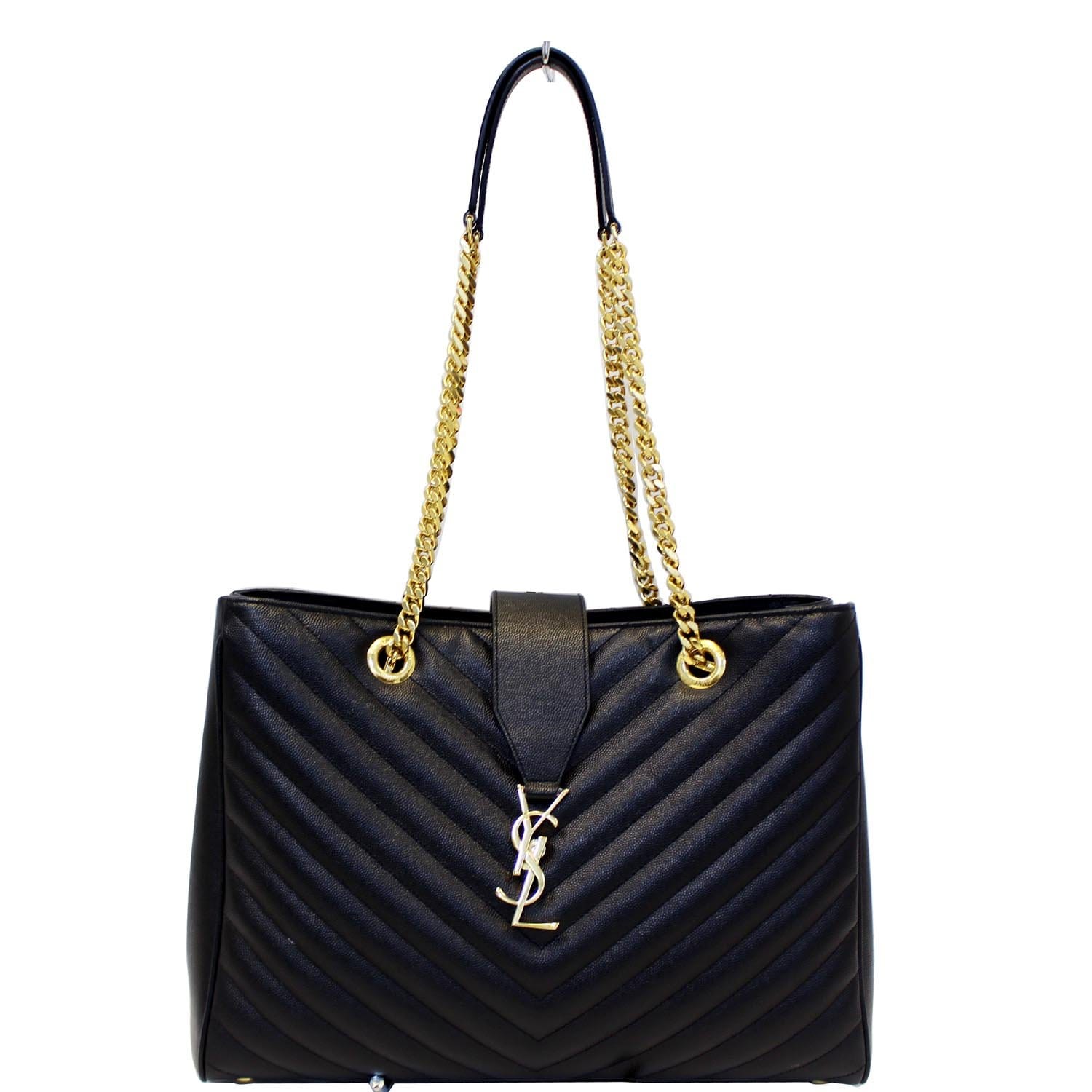 YSL Saint Laurent Saint Chevron Large Shopper Bag Matelasse Monogram Tote Bag