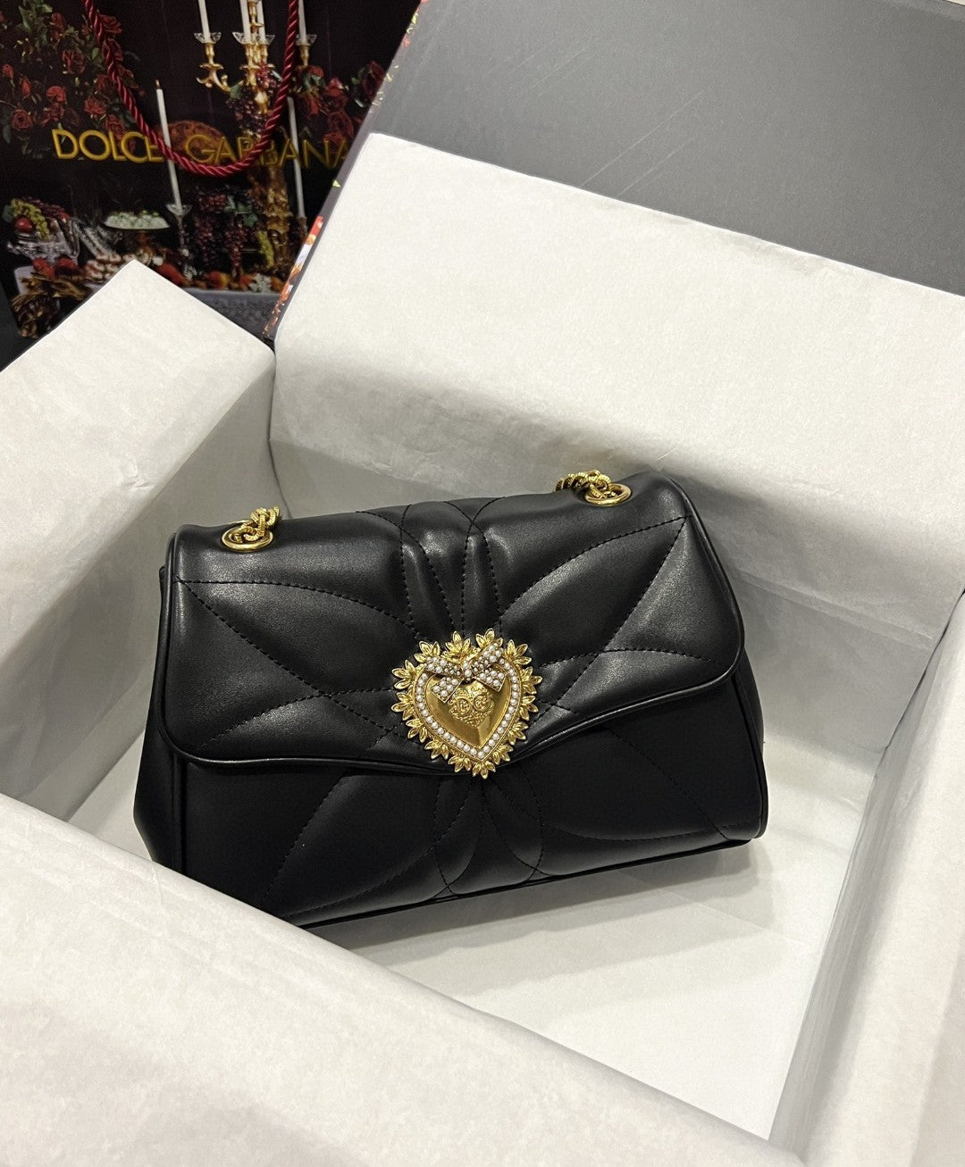 Devotion Nappa Quilted Black Large Shoulder Bag