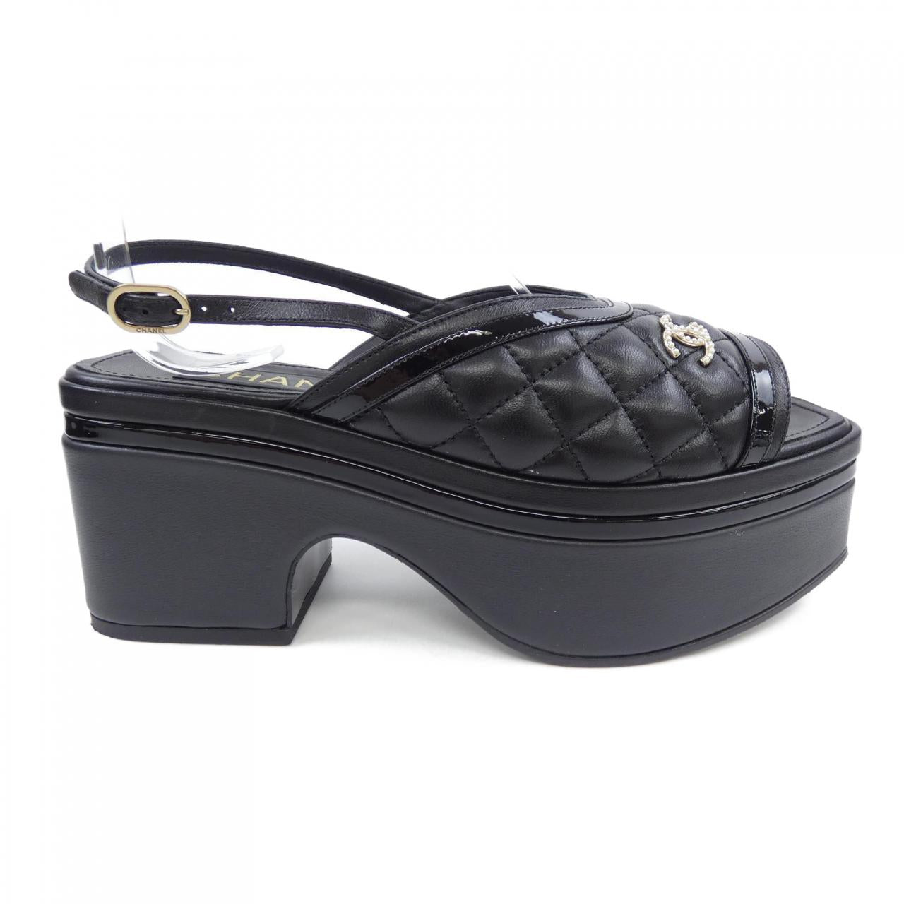 Chanel G45009B13063 Lambskin Patent Calfskin Sandals for Women
