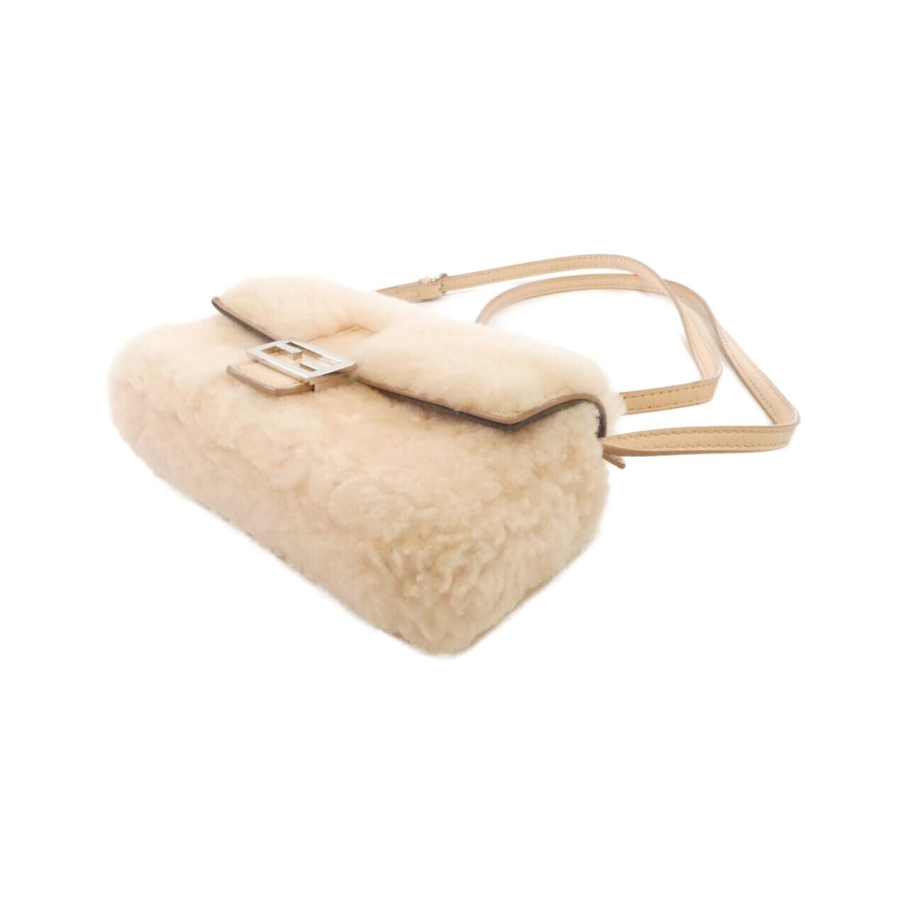 Fendi Baguette Lamb Fur Shoulder Bag Lambskin Micro