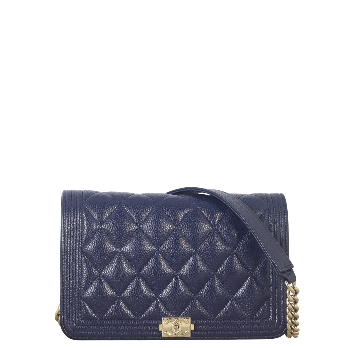 Chanel Boy Wallet on Handbag Quilted Blue Crossbody Bag