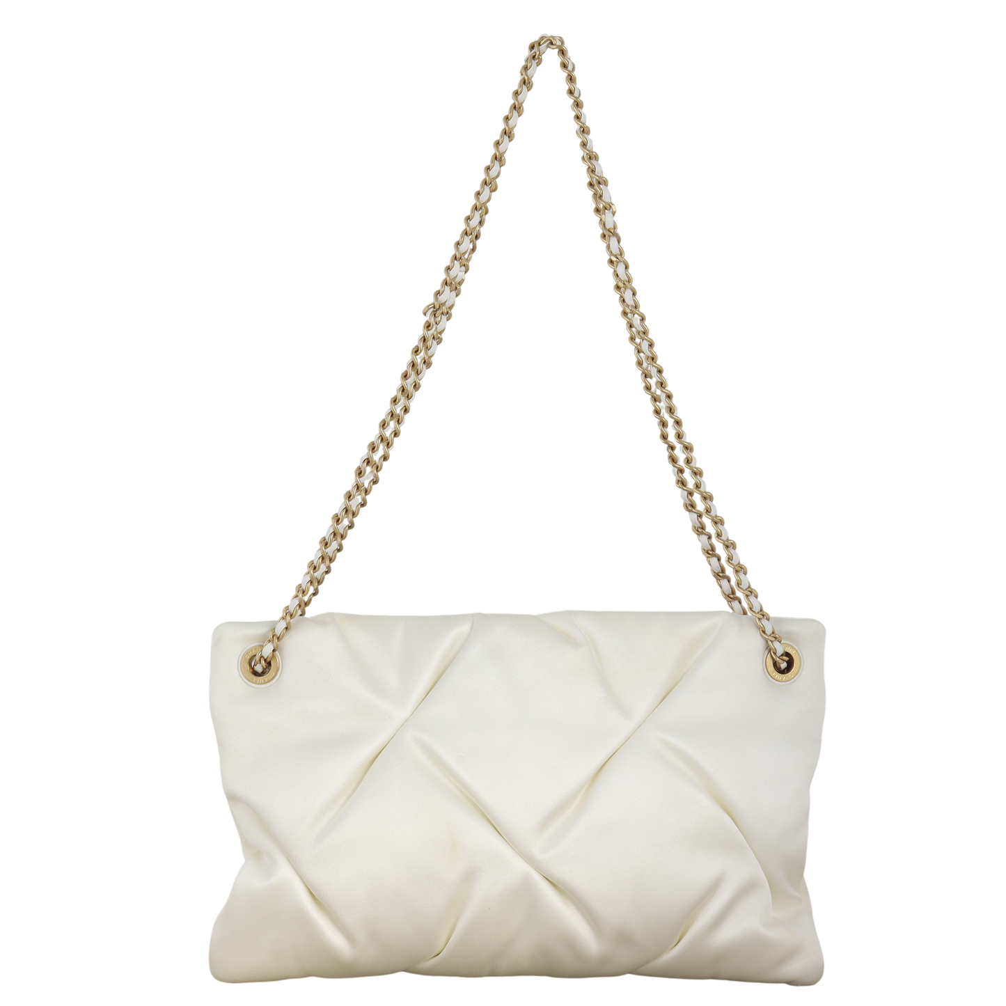 Chanel Pouch Handbag Satin White Crossbody Bag