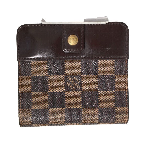 Louis Vuitton Bifold N61668 Damier pocket zipper Canvas Brown Wallet Case 0