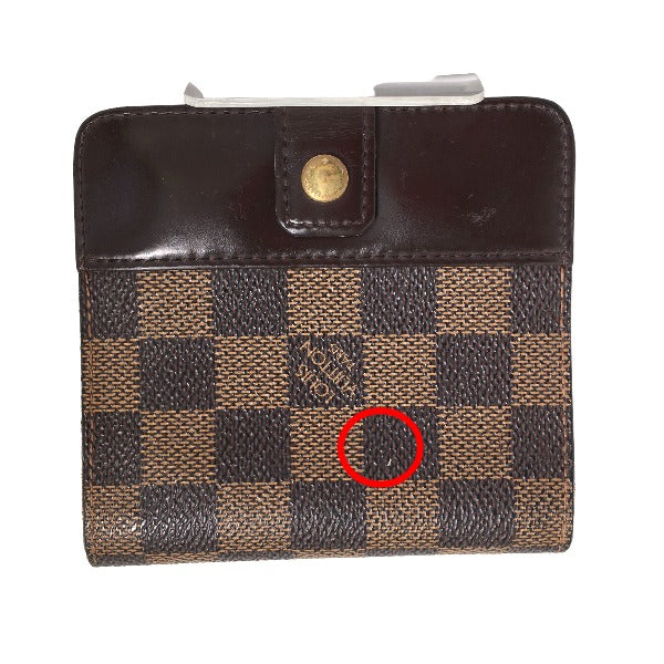 Louis Vuitton Bifold N61668 Damier pocket zipper Canvas Brown Wallet Case 0