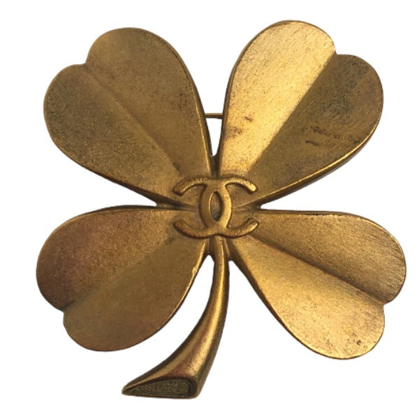 CHANEL Brooch plating gold corsage COCO Mark Clover Women New