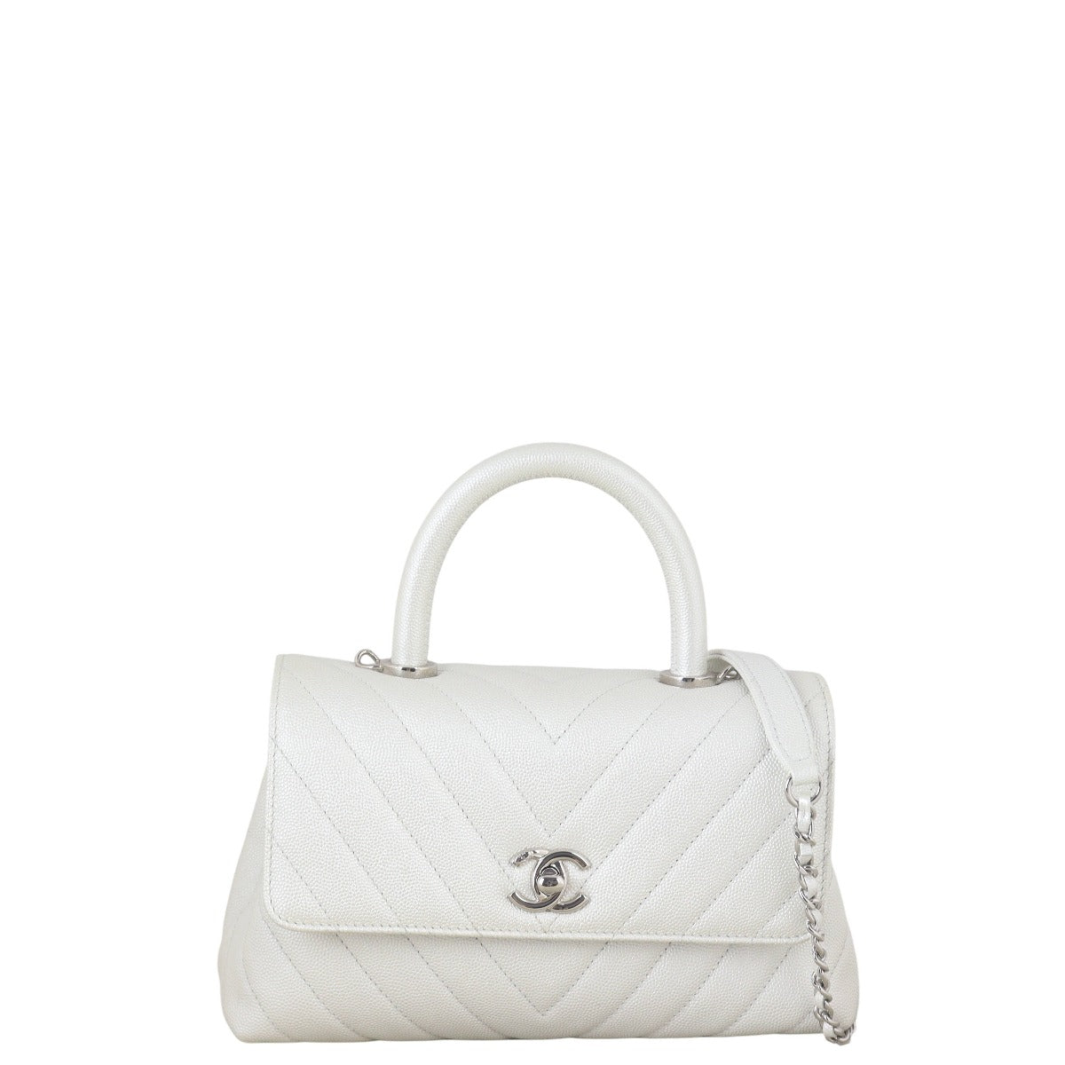 Chanel Coco Top Handle Bag Chevron Quilted Mini Shoulder Bag