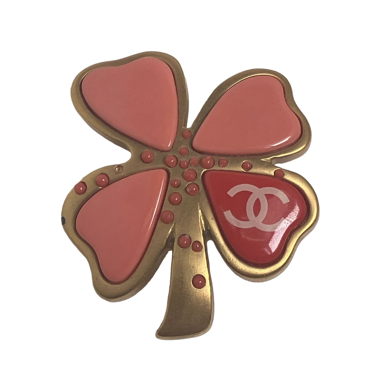 Chanel Brooch Clover Pink Gold Handbag