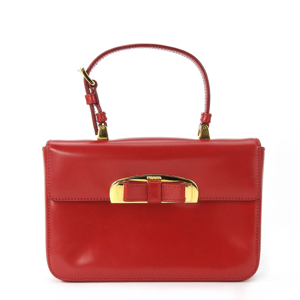 Prada Handbag Calfskin Red Travel Bag