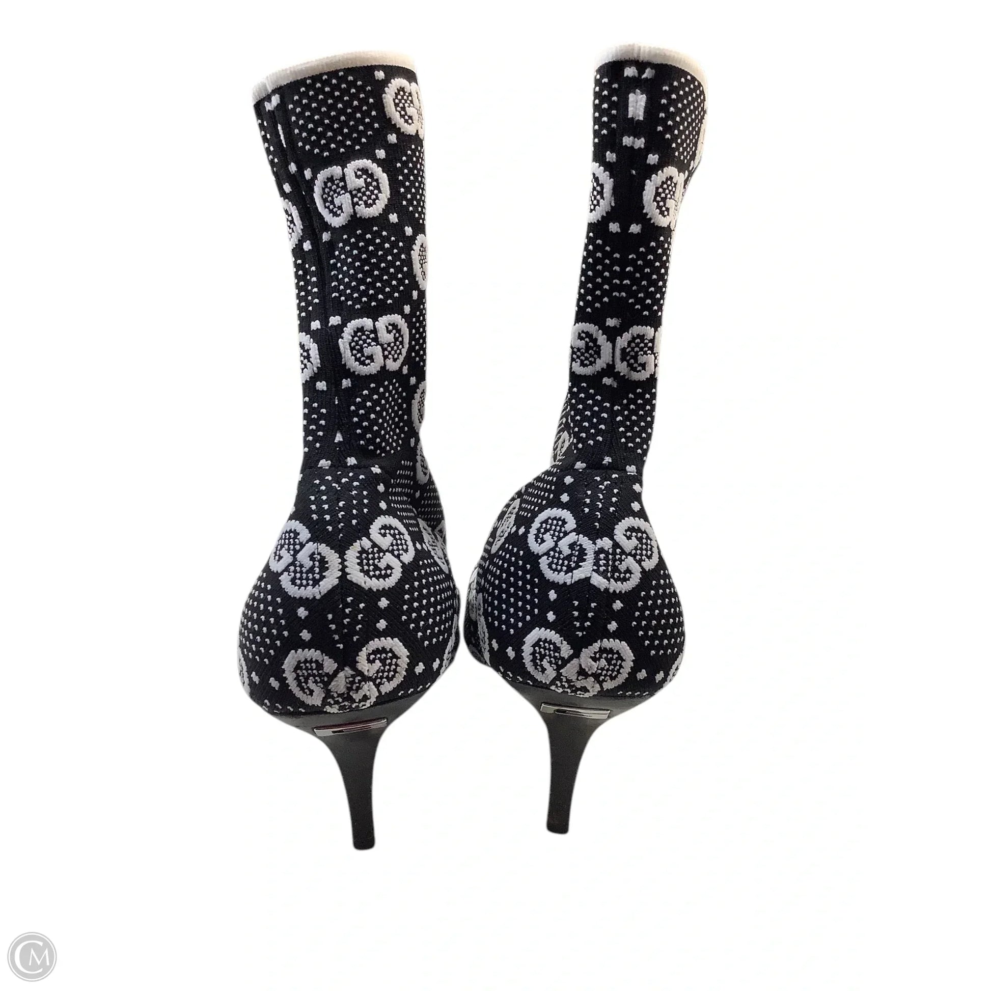 Boots Luxury Designer By Gucci In Black & White, Size: 9(39)