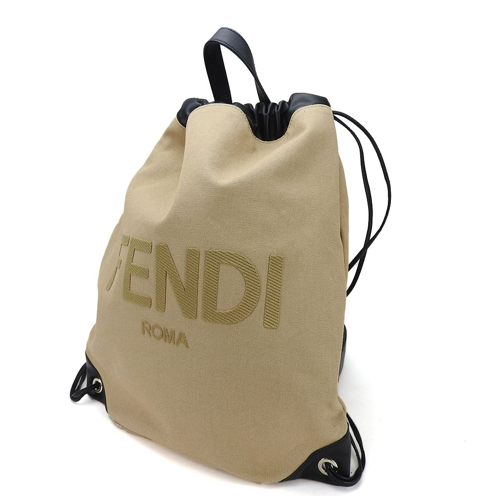 Fendi Backpack 7Vz057 Women Leather Canvas Beige