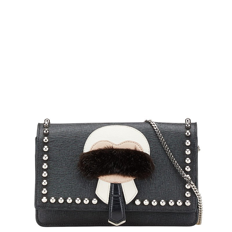 Fendi Karlito Studs Shoulder Bag Leather