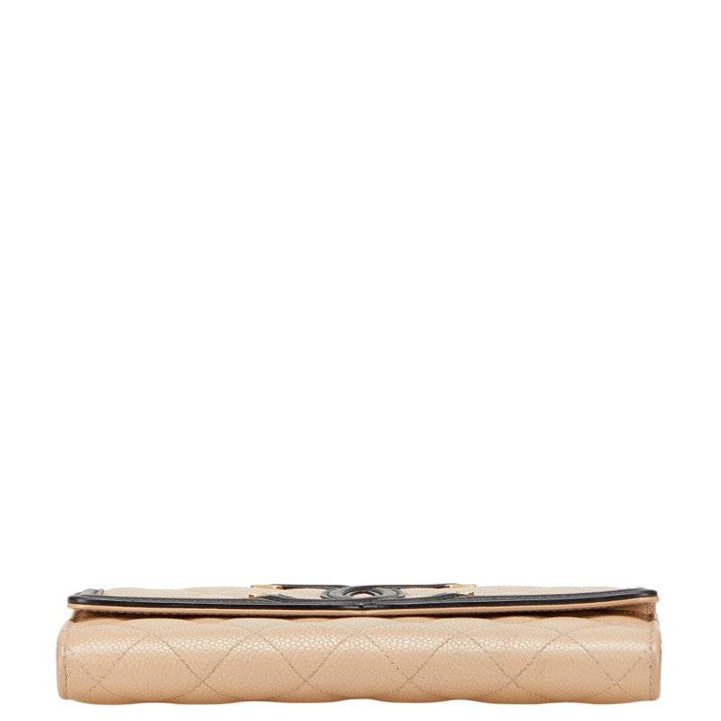 Chanel CC Filigree Matelasse Caviar Skin Long Wallet