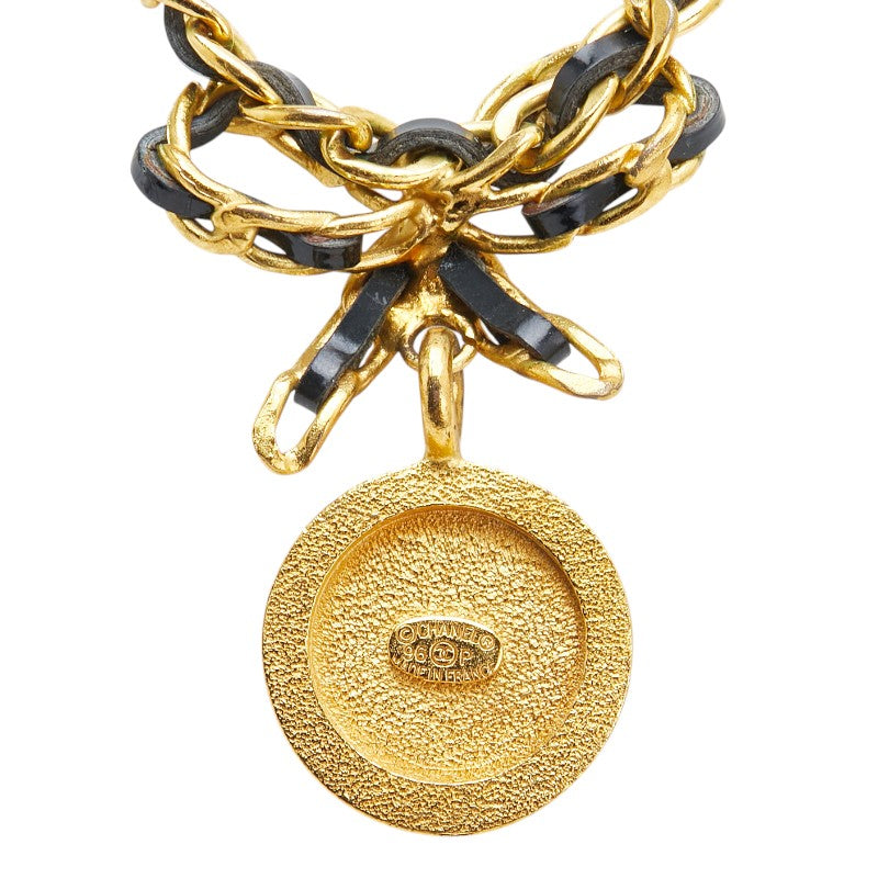 Chanel Coin Ribbon Rhinestone Necklace
