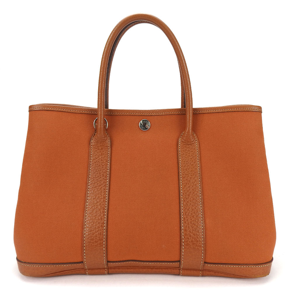 Tote Bag , Orange Garden Party Tpm Leather Canvas