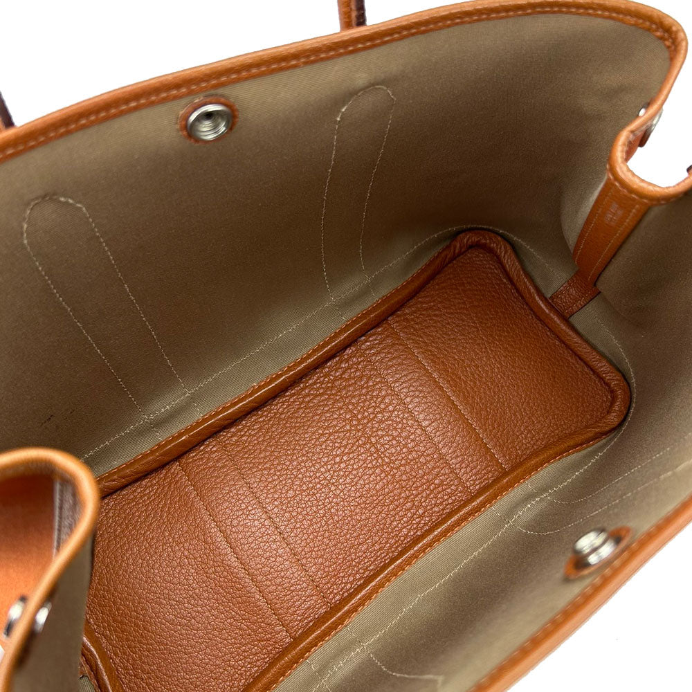 Tote Bag , Orange Garden Party Tpm Leather Canvas