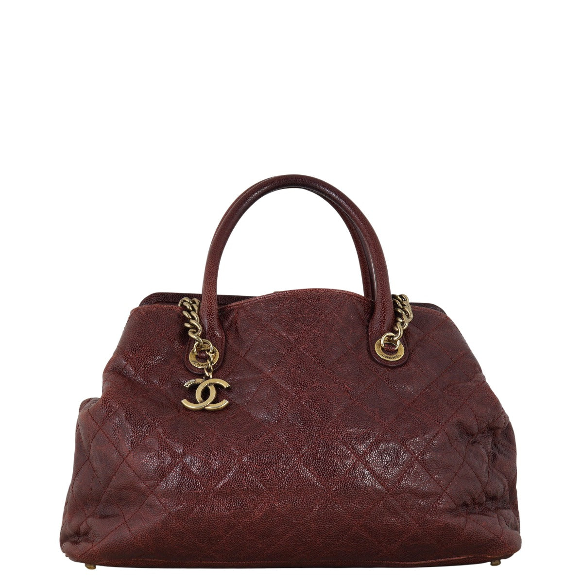 Chanel CC Frame Tote Quilted Red Shoulder Bag