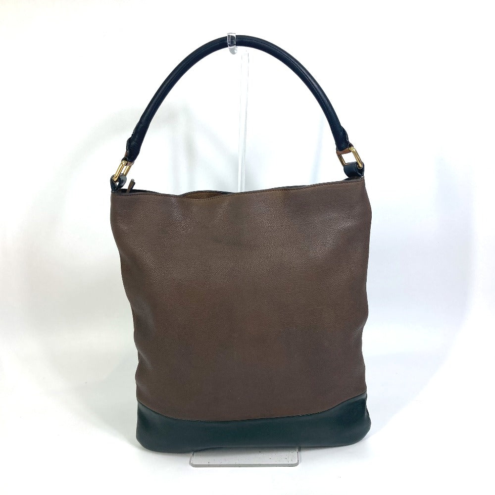 Shoulder Bag Bicolor Stripes Tote Bag Leather Brown
