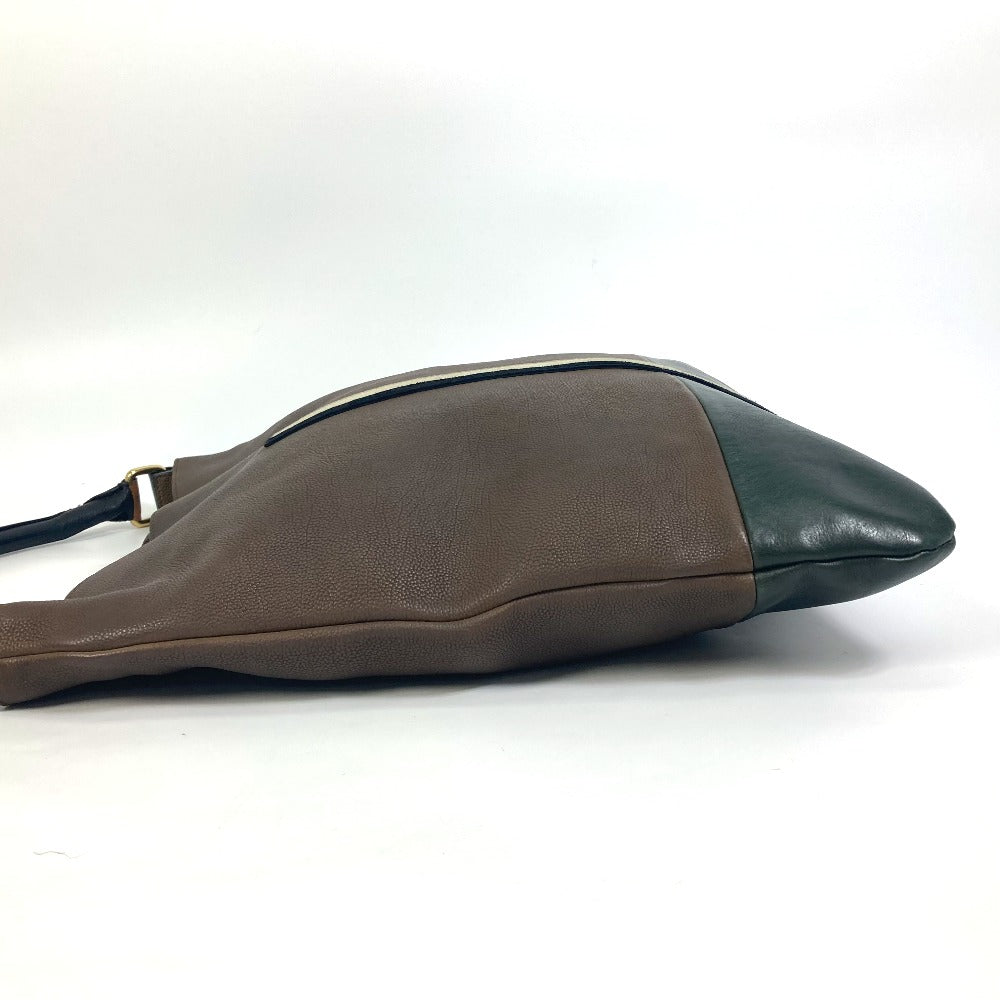 Shoulder Bag Bicolor Stripes Tote Bag Leather Brown