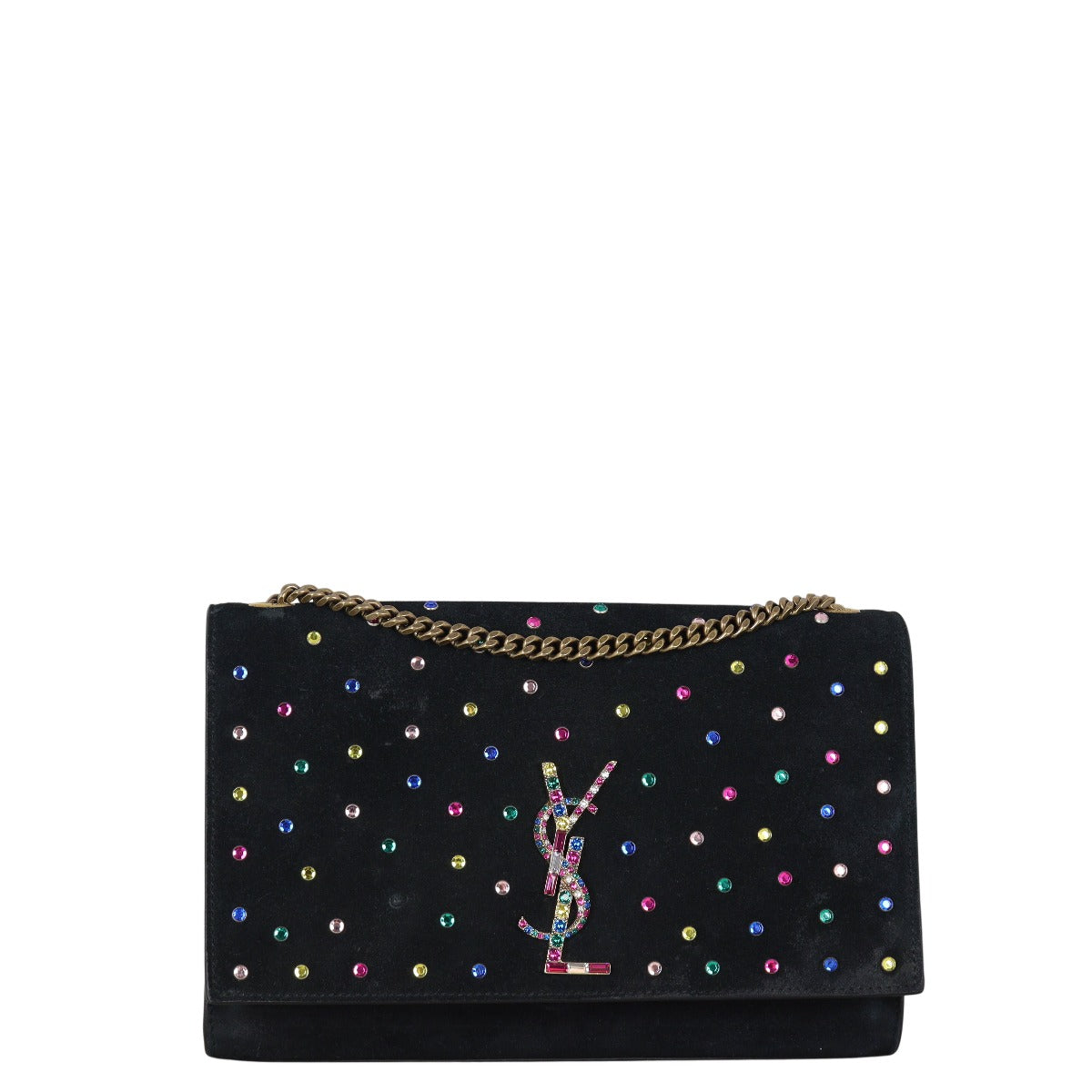 YSL Saint Laurent Kate Bag Crystals Suede Medium Crossbody Bag
