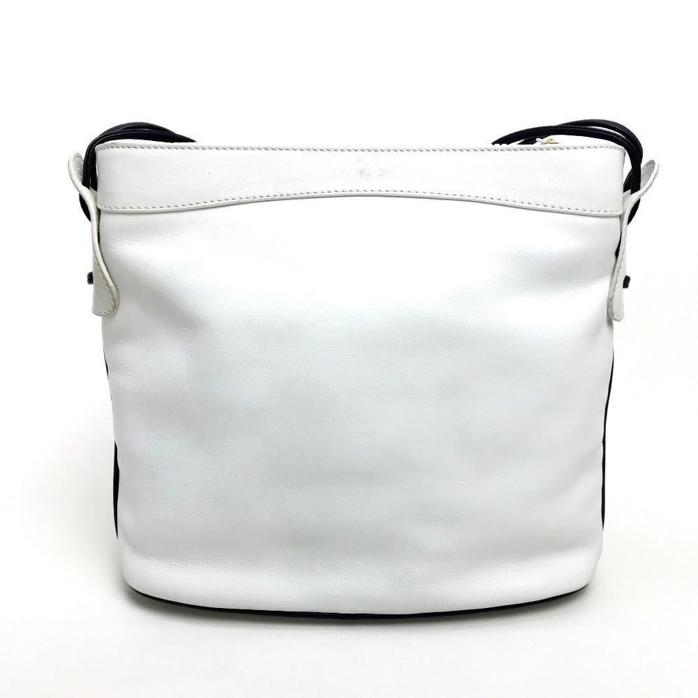 Shoulder Bag X Ribbon Motif Women Leather Black