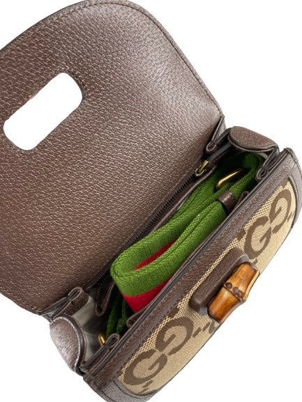 Gucci Bamboo 1947 Top Handle Bag Jumbo Gg Canvas Brown Canvas Handbag