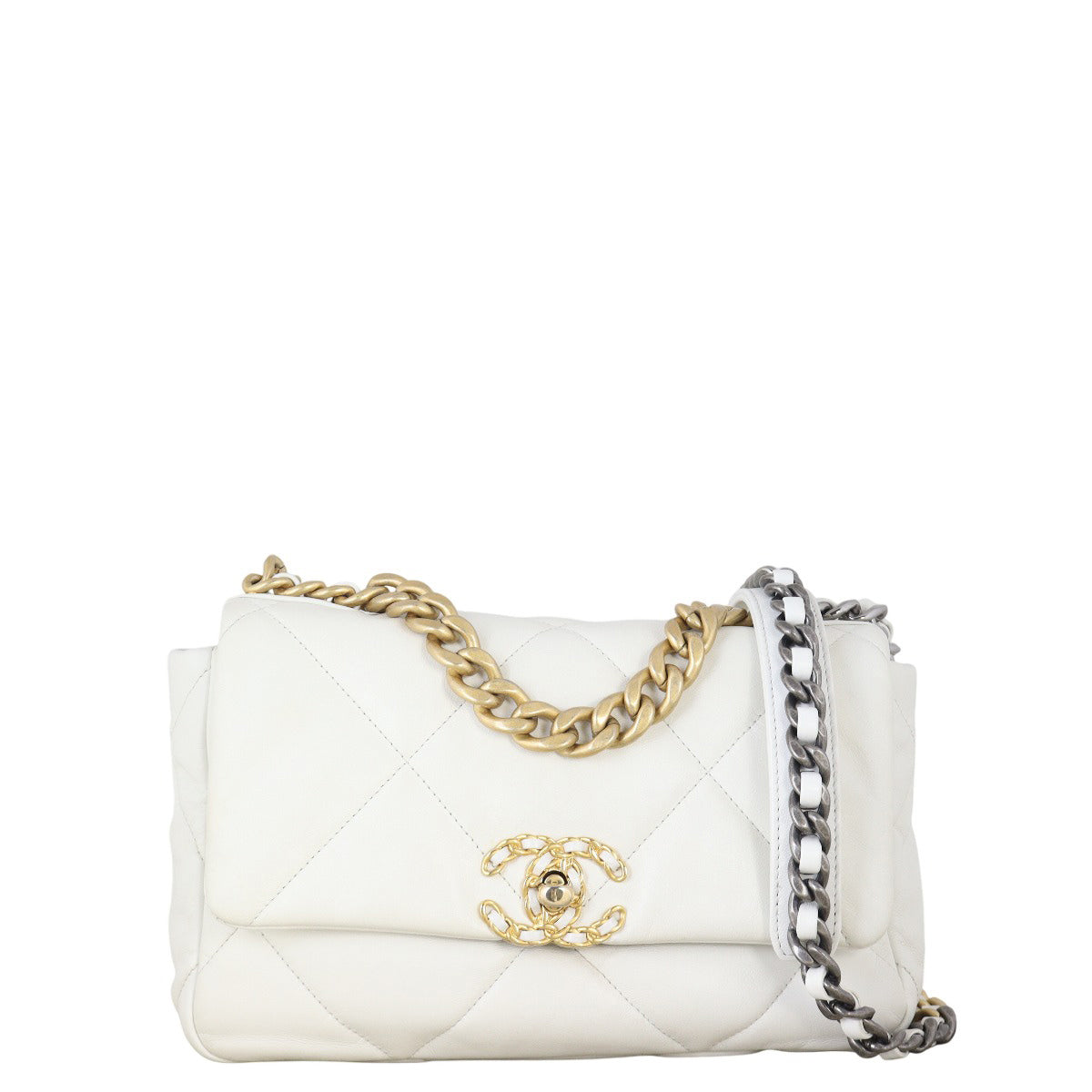 Chanel 19 Flap Bag Quilted White Crossbody Bag