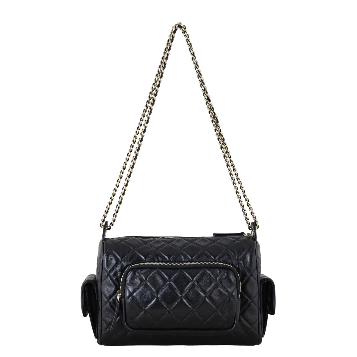 Chanel Multi-Pocket Camera Case Handbag Quilted Black Crossbody Bag