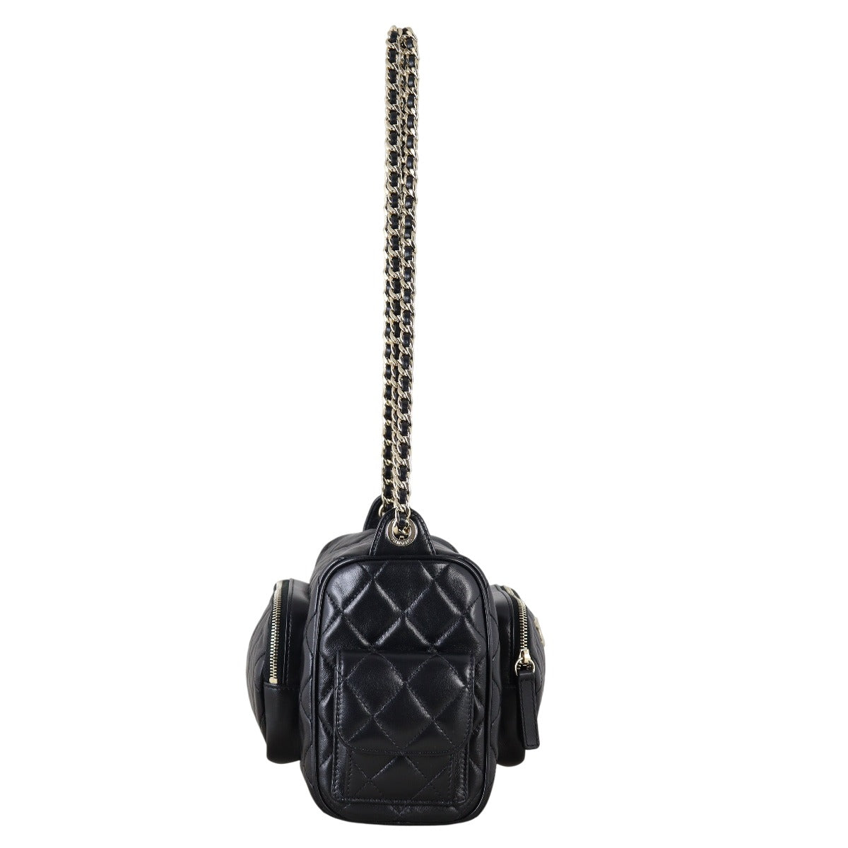 Chanel Multi-Pocket Camera Case Handbag Quilted Black Crossbody Bag