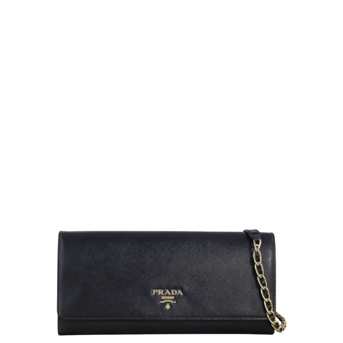 Prada Crossbody Bag Wallet on Saffiano Black Chain