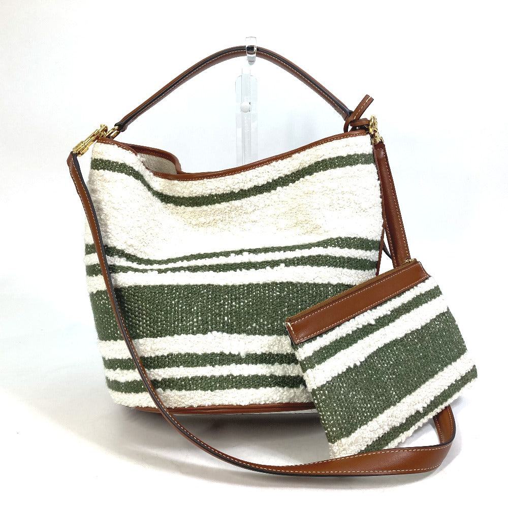 Kz Calfskin, Textile Multicolor Border (Sez) Striped Bucket Bucket Bag