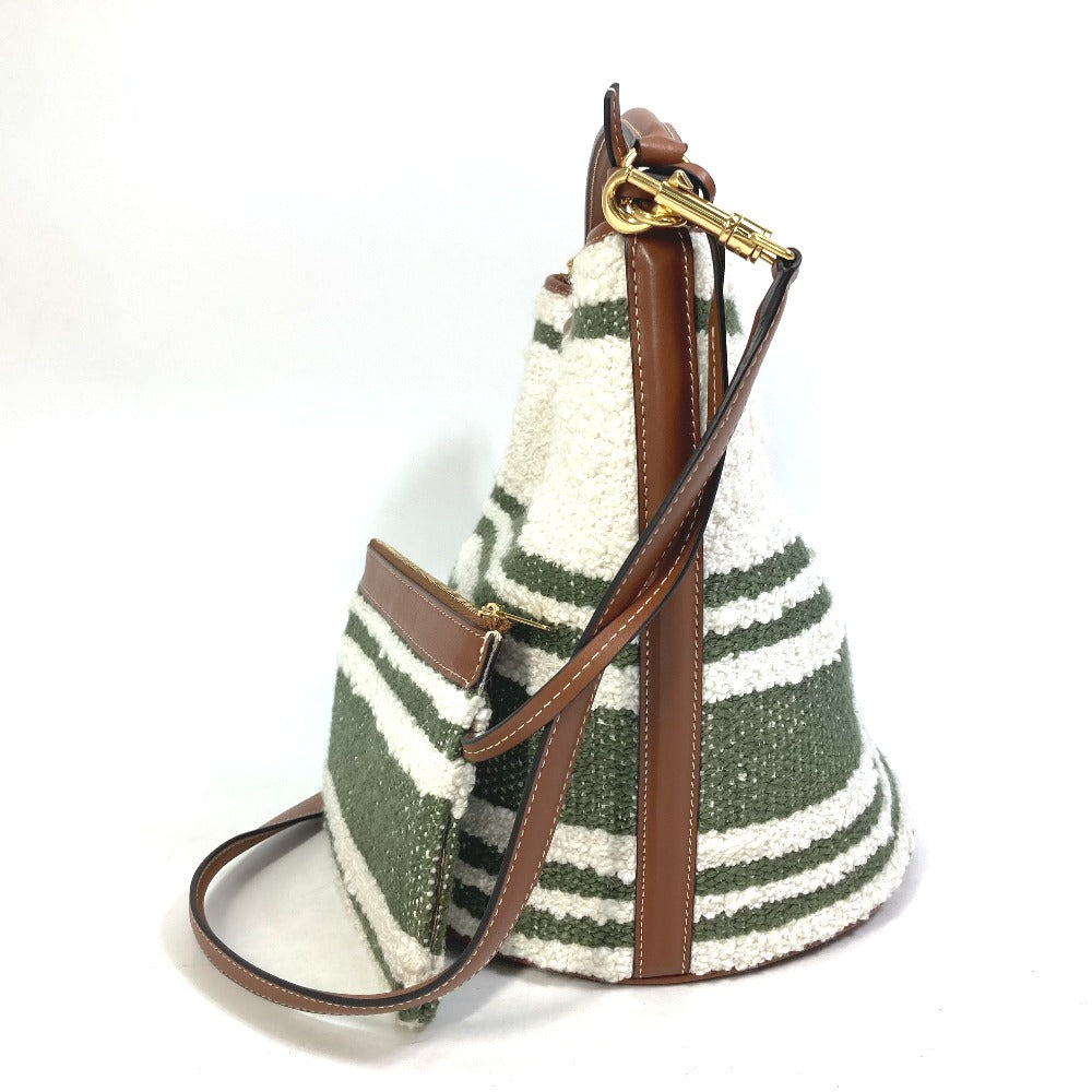 Kz Calfskin, Textile Multicolor Border (Sez) Striped Bucket Bucket Bag