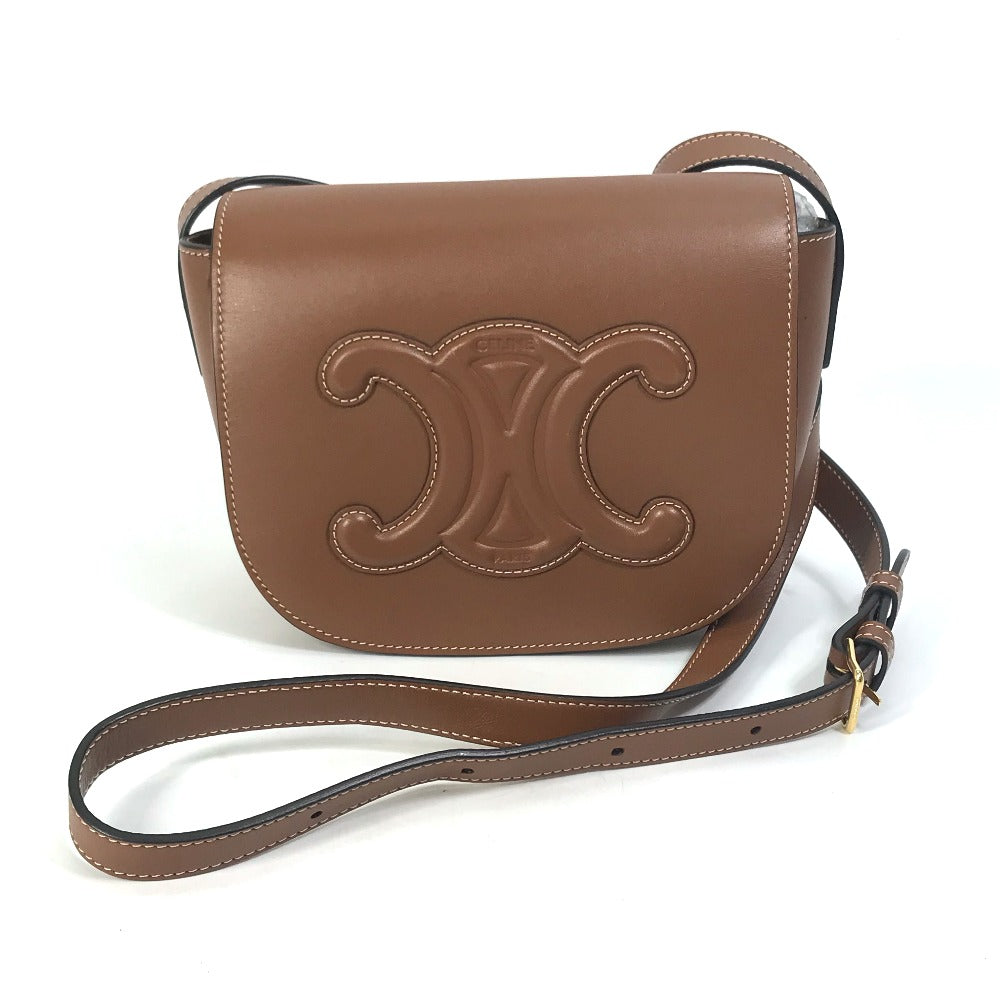 Shoulder Bag Crossbody Pochette Folco Cuir Triomphe Leather Brown Crossbody Bag