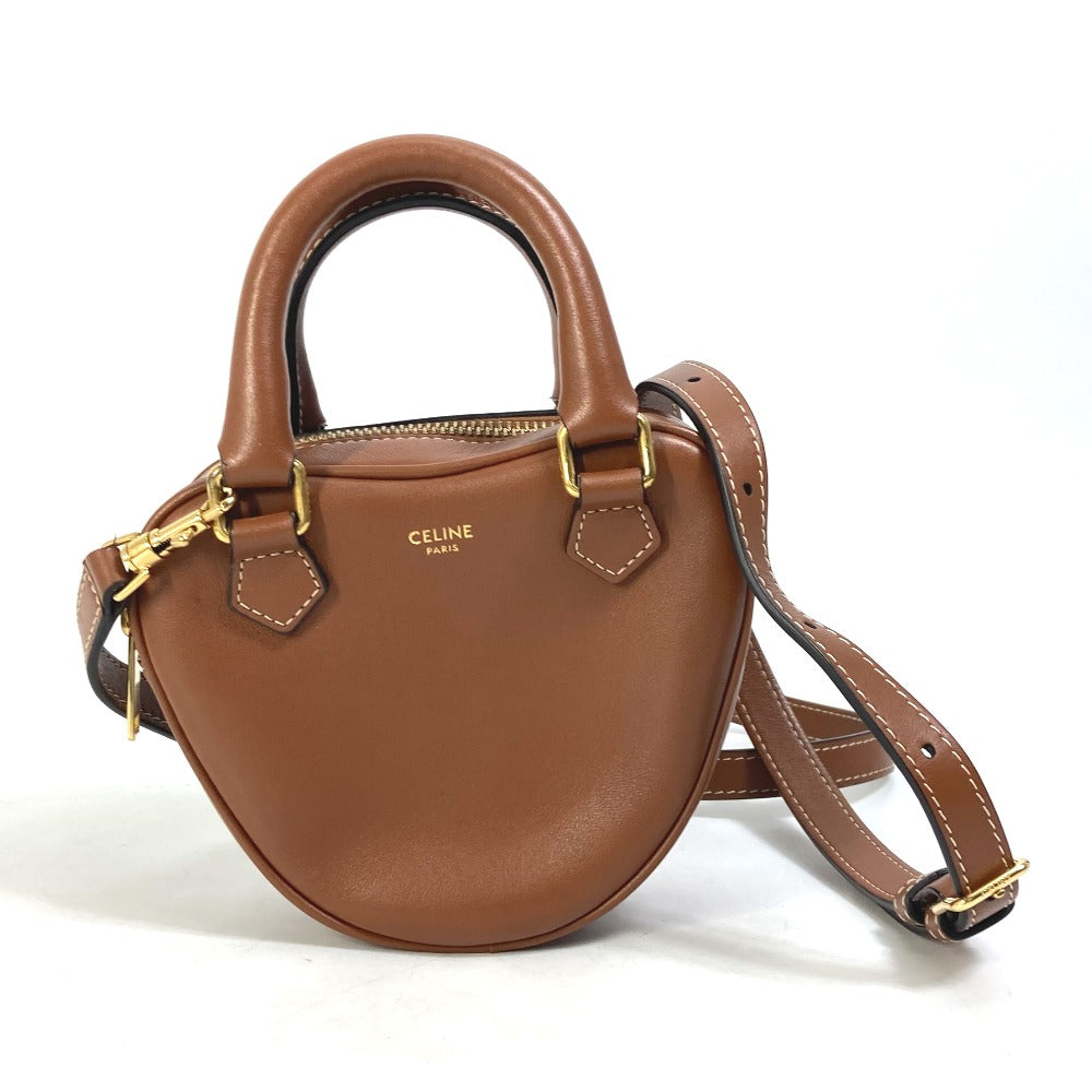 Shoulder Bag Heart Logo Women Leather Brown