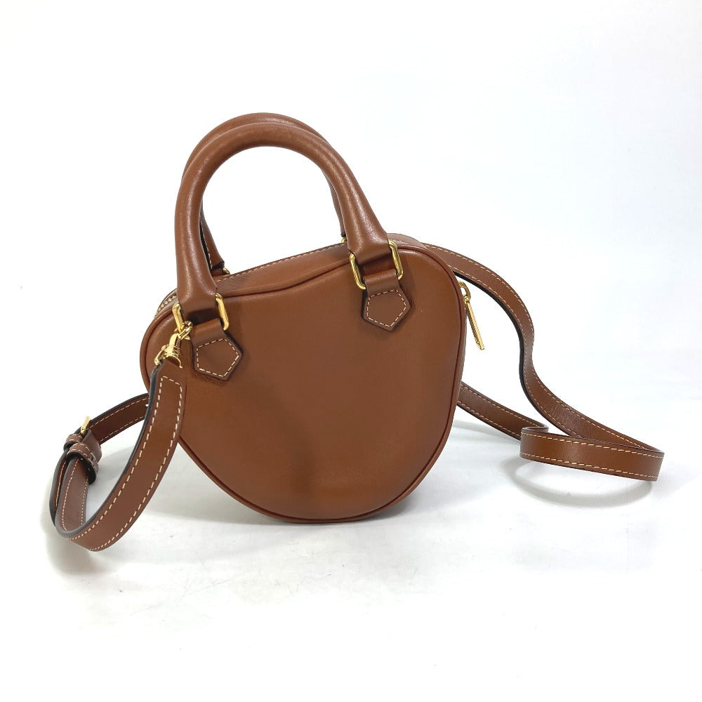 Shoulder Bag Heart Logo Women Leather Brown