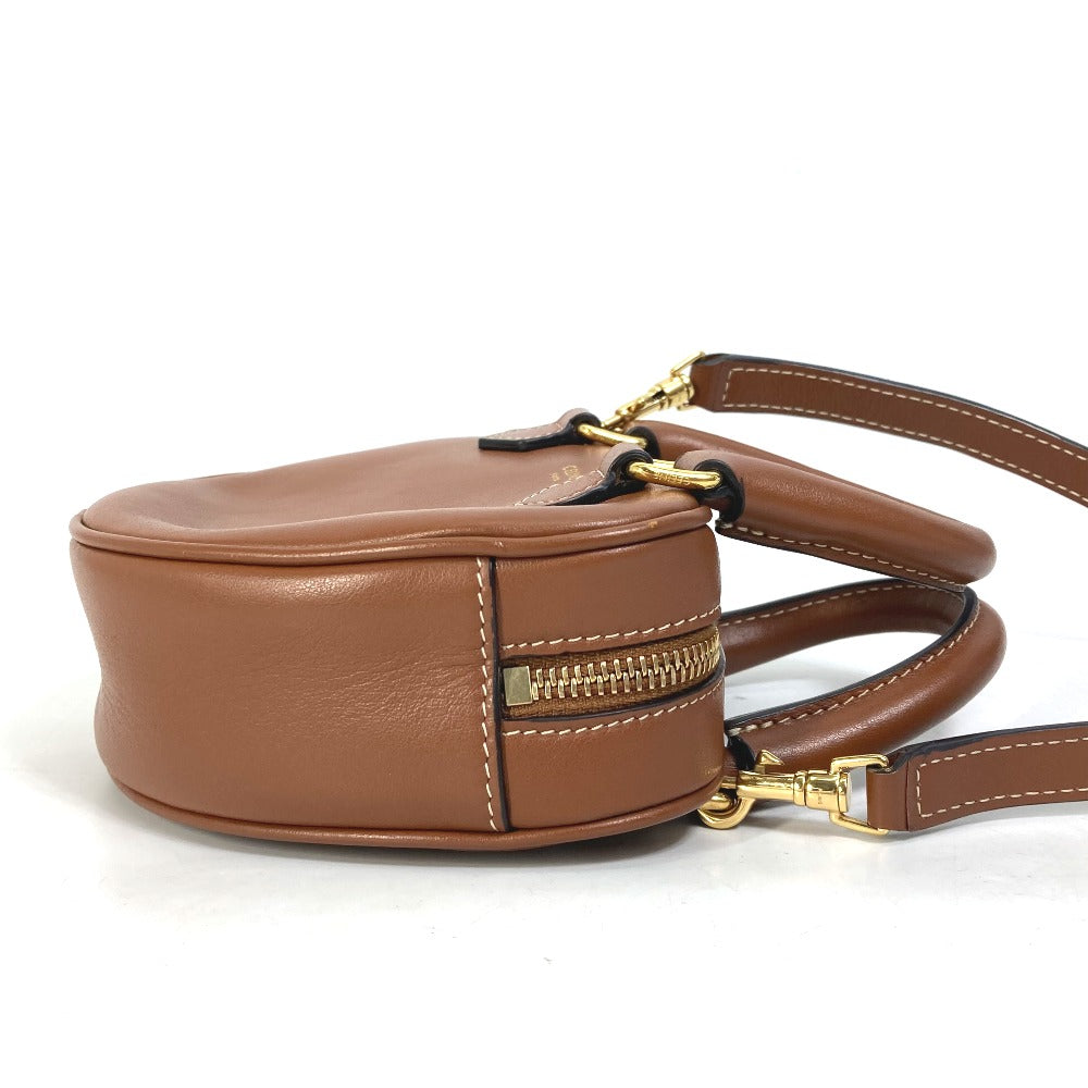 Shoulder Bag Heart Logo Women Leather Brown