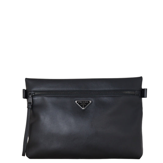 Prada Pouch Handbag Leather Travel Bag