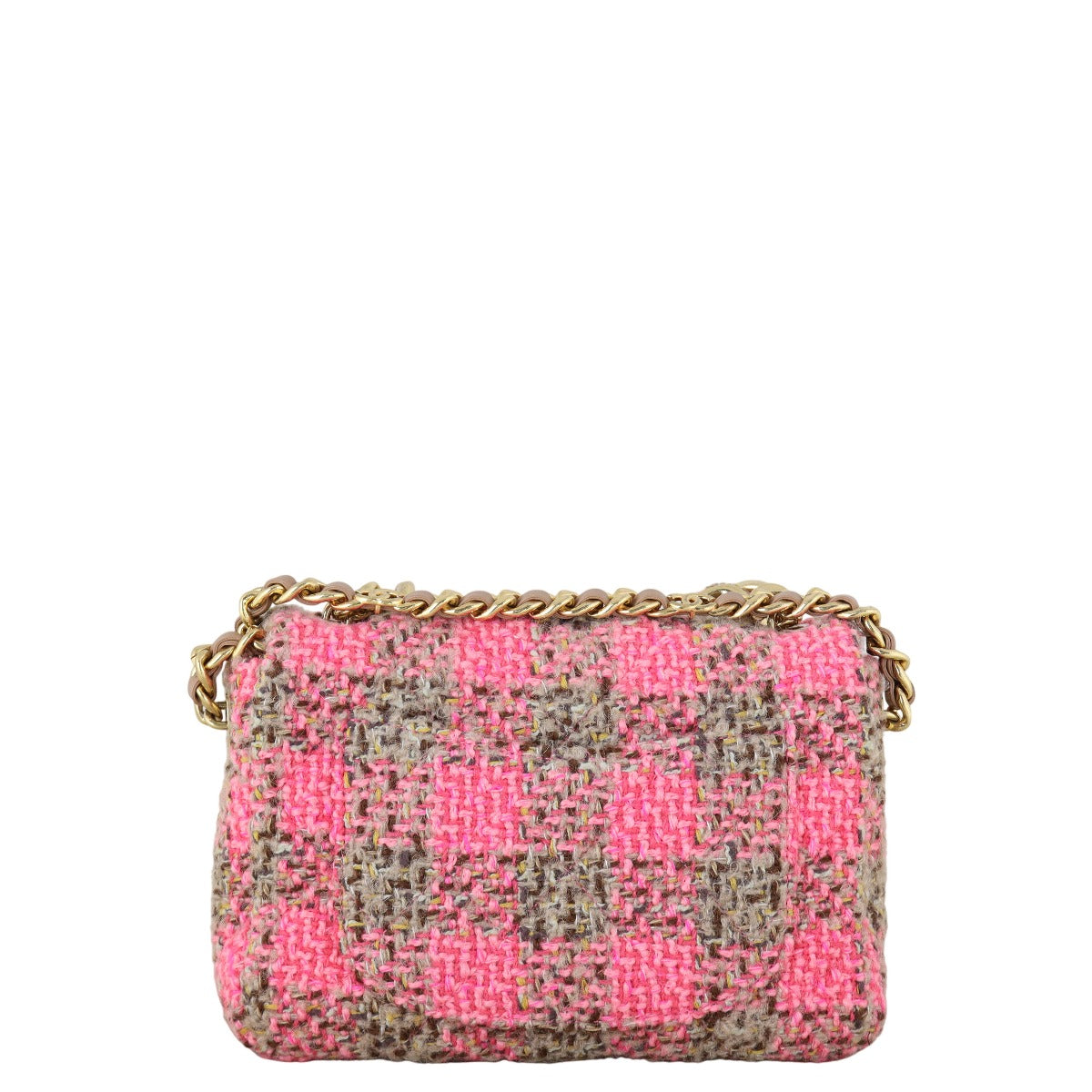 Chanel Elegant Flap Tweed Handbag Quilted Pink Crossbody Bag