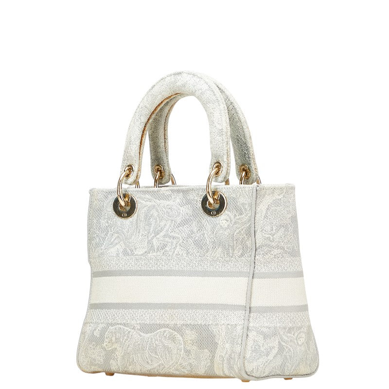 Dior Lady Embroidery 2Way Bag Canvas Travel Bag