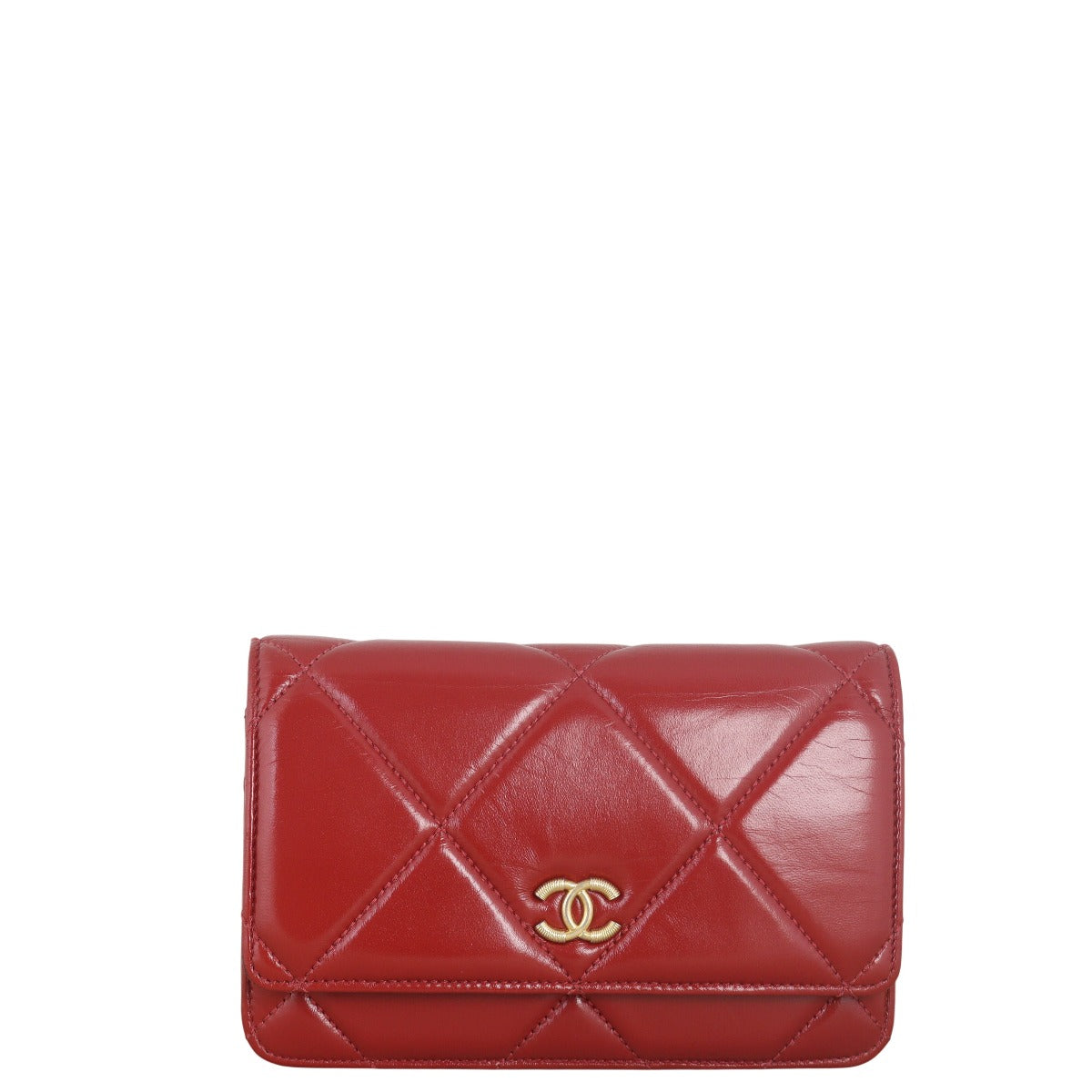 Chanel CC Wallet on Handbag Quilted Red Crossbody Bag