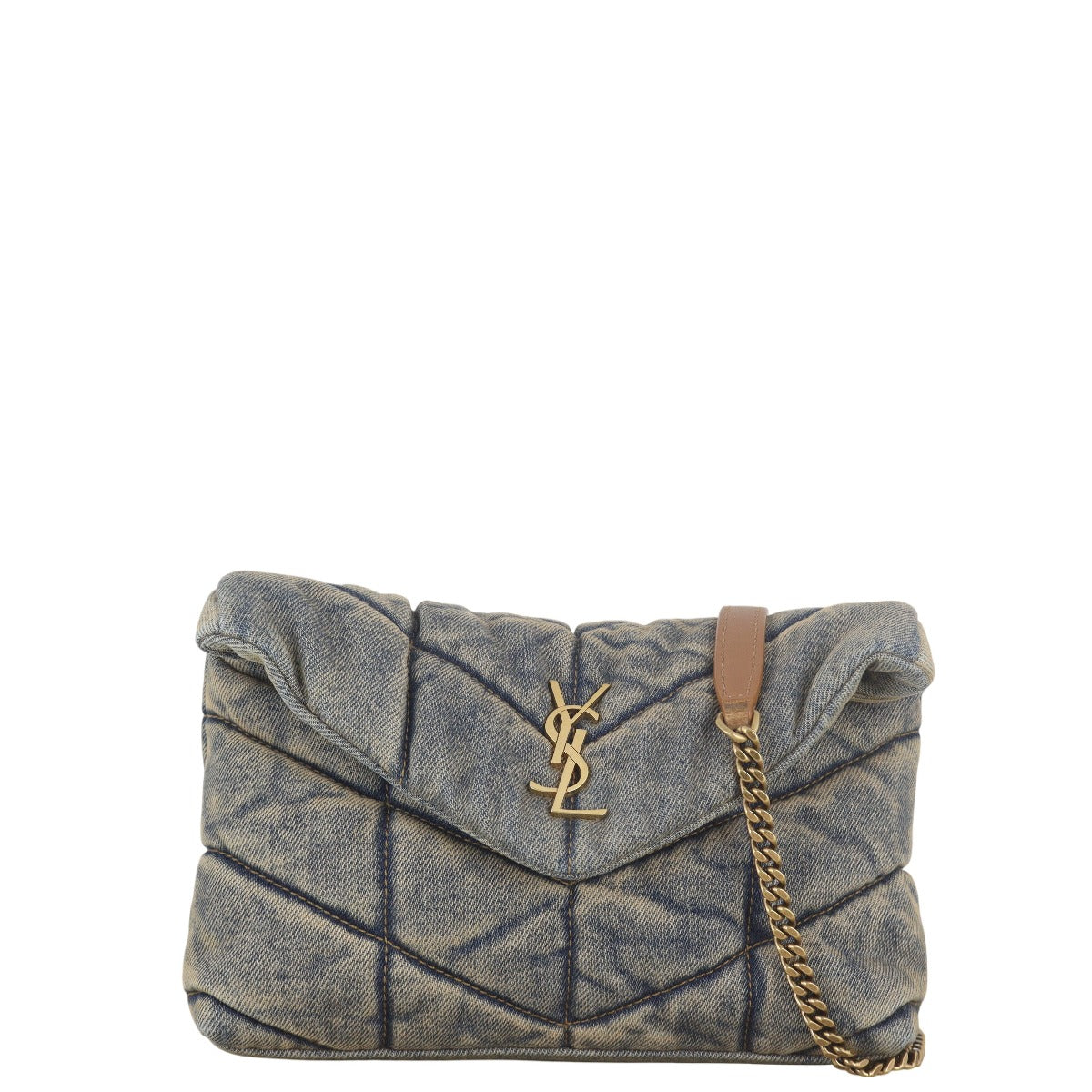 YSL Saint Laurent Saint Laurent Puffer Toy Bag Denim Chain Crossbody Bag