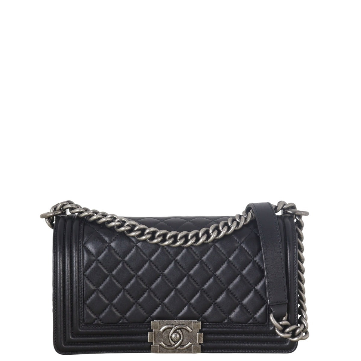 Chanel Boy Old Handbag Quilted Black Crossbody Bag Medium 15072025