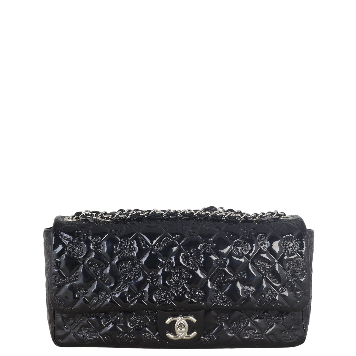 Chanel Lucky Charm Single Bag Patent Quilted Black Shoulder Bag